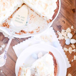 It's like the inside of a mounds bar piled into a homemade crust and topped with whipped cream. What's not to love about this daring French Coconut Pie??