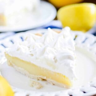 Lemon, buttery crust, dreamy marshmallow meringue topping-- this is the lemon pie of your dreams!