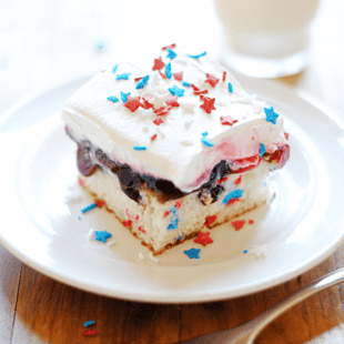 Red, White, and Blue Poke Cake | www.somethingswanky.com